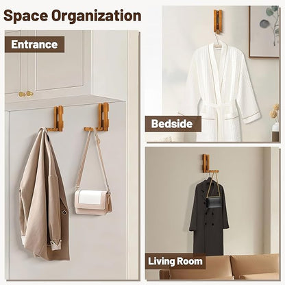 Wood Wall Mounted Clothes Drying Rack, 6 Inch Small Spaces Foldable Clothes Wall Hanging Racks, Wooden Folding Clothes Hanger Racks for Apartments Closet Balconies Laundry Room, Bedroom, Living Room