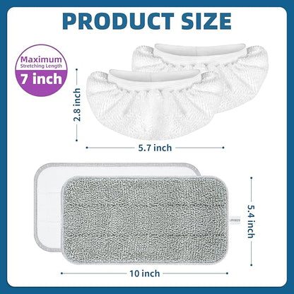 LOVECO Microfiber Steam Mop Pads Compatible with FEPPO, FODFINU & Seyola Steam Mop Cleaner - Washable and Reusable Steam Cleaner Pads for Floor Cleaning (4 Mop Pads + 4 Ironing Rags)