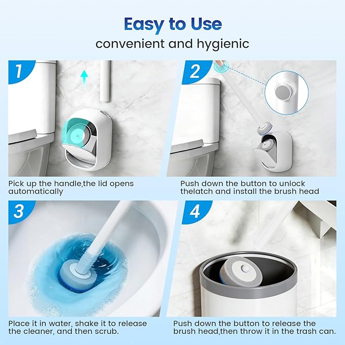 Disposable Toilet Brush,Toilet Bowl Cleaner,Wall Mounted Toilet Bowl Brush with 36 Refills for Deep Toilet Cleaning,Toilet Brush and Holder Set for Hygienic Bathroom Maintenance