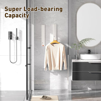Clothes Drying Rack, Laundry Room Wall Mounted Retractable Clothes Hanger Drying Rack, Laundry Clothing Drying Rack Folding Indoor or Outdoor, Easy Installation Aluminium Dryer, 1pcs(White)