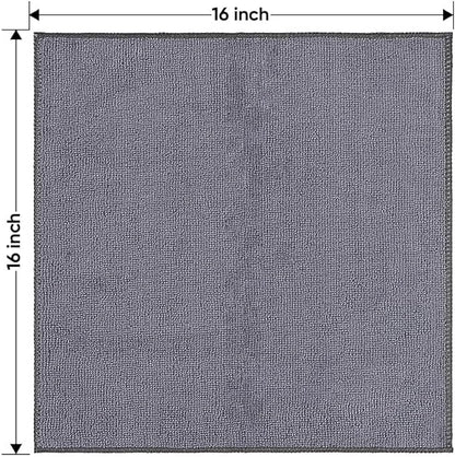 HOMEXCEL Microfiber Cleaning Cloths 12 Pack, Premium 16 x 16 inch Microfiber Towel for Cars, Ultra Absorbent Car Washing Cloth, Lint Free Streak Free Wash Cloths for Car, Kitchen, and Window, Grey