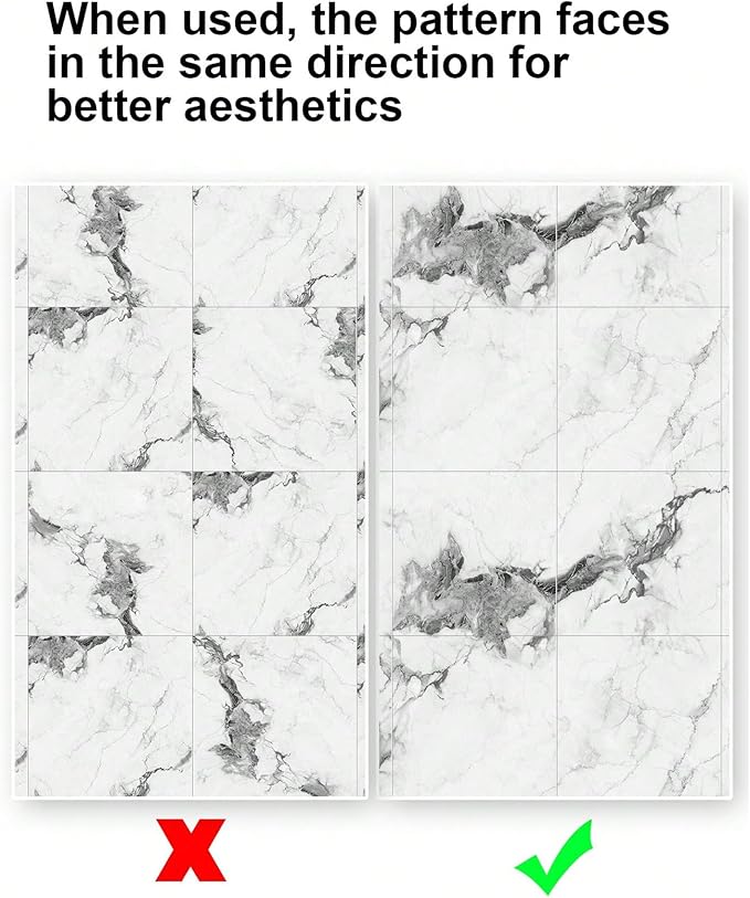 Chejiaye 22pcs Marble Peel and Stick Backsplash Waterproof Washroom Wall Panels, Peel and Stick Tile, PVC Foam Wall Panels for Kitchen,Bathroom,Living Room,White and Grey(Not Real Tile,11.8" x 11.8")