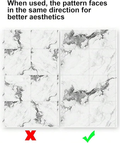 Chejiaye 22pcs Marble Peel and Stick Backsplash Waterproof Washroom Wall Panels, Peel and Stick Tile, PVC Foam Wall Panels for Kitchen,Bathroom,Living Room,White and Grey(Not Real Tile,11.8" x 11.8")