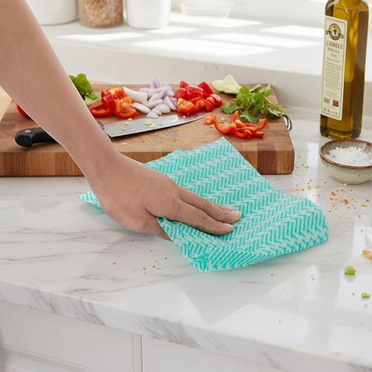 Handi Wipes Reusable Cloths Disposable Cleaning Towels Dry Kitchen Wipes Reusable Dish Towel Washcloths Dry Fast Multi-Purpose Heavy Duty Towels, Thick and Absorbnet 50 Count/Pack, Green (Green50)