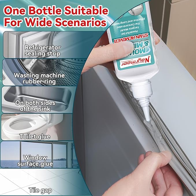 2 Packs Household Stain Remover Gel, Powerful All-Purpose Stain Cleaner Gel, Effective on Bathroom, Shower, Sink, Grout, Washing Machine Seal, Kitchen