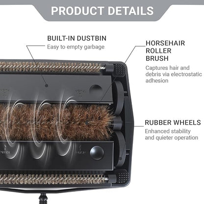 EZ SPARES Quiet Carpet Sweeper, Floor Sweeper with Horsehair Roller Brush Strong,Suitable for Carpet Cleaning Power,Bristle Sweeper,Great for House,Office,Kitchen,Carpet(Gray)