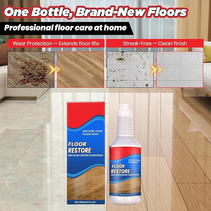 2PCS Floor Restore Cleaner, High Solid Content Floor Polish for Shine Renewal & Protective Layer, Helps Conceal Small Scratches, Quick-Drying Protective Finish