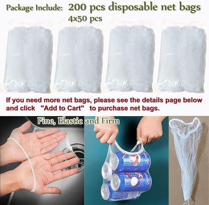 Kitchen Sink Strainer with Sink Basket Holder and 200 Strainer Net Bags,Food Catcher with Drain Filter Mesh Bag,Meshmate Waste Rack Trash Catcher for Leftovers.