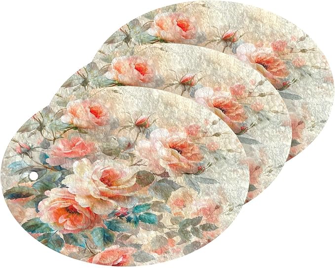 Peony Flower Kitchen Scrub Sponges, Pop-up Kitchen Cleaning Sponges Reusable Dish Washing Sponges for Bathroom Household Cleaning 3 Pack - Non Scratch Scrubber