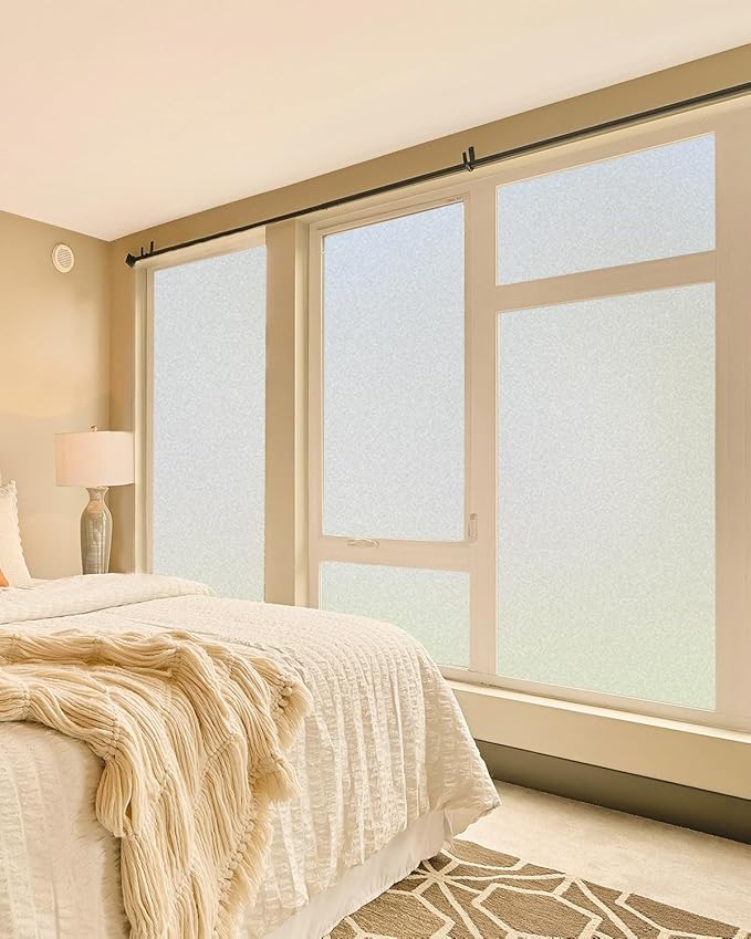 Frosted Glass Window Privacy Film Decorative with Tools, 2 Way Frosting Privacy Film for Glass Windows, Static Cling Tint for Home Anti-UV, Covering Clings 47.2" by 157.4"