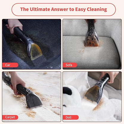 Upholstery Carpet Cleaner, MUJERBAY UltraHeat 12Kpa Portable Spot and Stain, Easy Move with Universal Wheels & Handle, 1.18-inch Deep Cleaning Machine for Couch, Stairs, Car and Pet Messes.