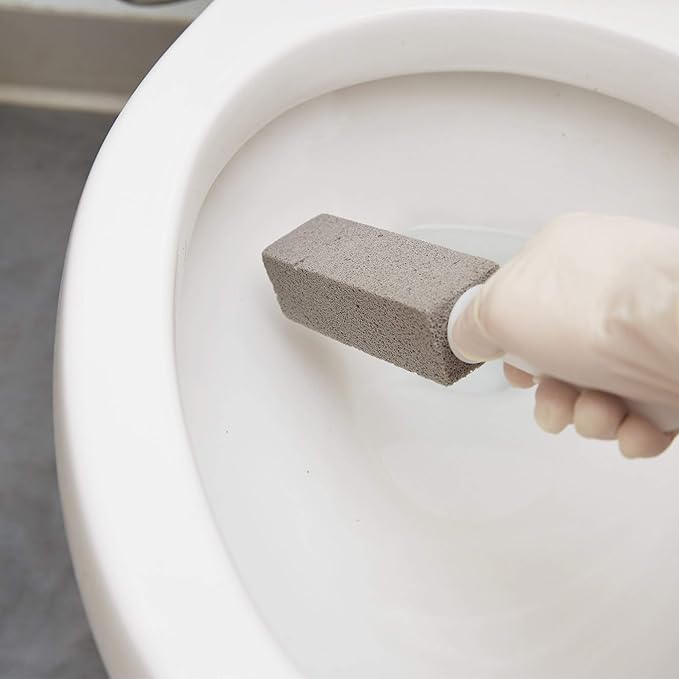 PUMIE Toilet Bowl Ring Remover, Pumice Stone for Hard Water and Tough Stains, Safe for Porcelain, TBR-6 Scouring Stick with Handle, 6-Count.