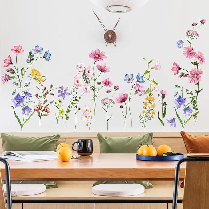 Large White Flower Wall Stickers, Removable DIY Romantic Cherry Blossom Tree Wall Murals Peel and Stick 3D Wall Art Stickers Murals Home Decor for Gilrs Bedroom Nursery Rooms Living Room
