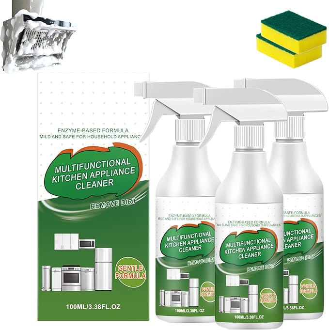 Multi-purpose Enzyme Foam Cleaner, Heavy Oil Stain Cleaner, Multipurpose Kitchen Appliance Cleaner Spray, Gentle Formula for Appliances Countertops Range Hoods (3pcs)