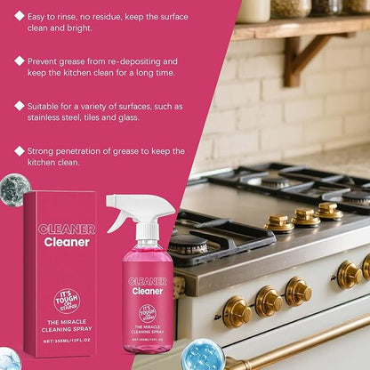 Kitchen Cleaning Spray – Oil Stain Remover, Stove Cleaner, Household Decontamination Agent | Fast-Acting Grease Dissolver, Powerful Formula for Home Cooking Surfaces and Appliances