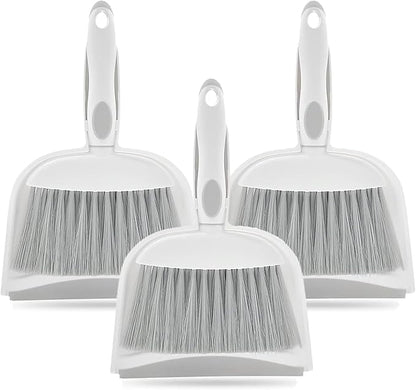 Dust pan, Mini Dustpan and Brush Set, Small Broom and Dustpan Set, Small Hand Broom and dust pan Set, Whisk Broom, Dust pan and Brush for Desk, Table, Home, Kitchen Necessities (Gray 3 pcs)