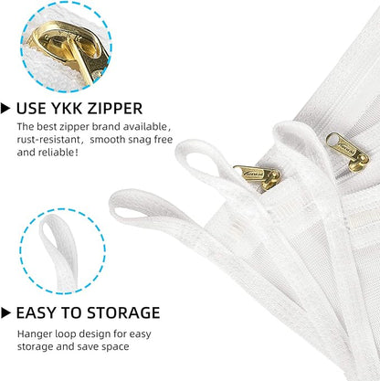 TENRAI 3 Packs Delicate Laundry Bags for Reusable Face Masks and Reusable Makeup Remover Pads,Fine Mesh Wash Bags,Use YKK Zipper, with Hanger Loop, Portable Mask Storage Bag (3 Small)
