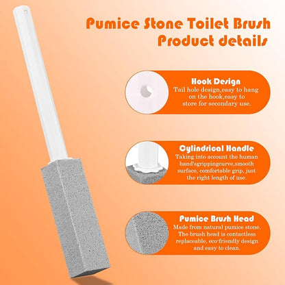 Moukiween 6-Piece Set of Long Handled Pumice Toilet Cleaning Pumice, Pumices Stone Toilet Bowl Cleaner Used for Cleaning Barbecue Grills, Bathtubs, Swimming Pools, Toilets, Sinks