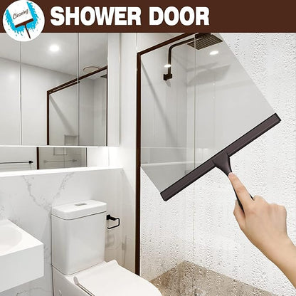 NETANY Shower Squeegee, 14-Inch Bronze Squeegee, All-Purpose Stainless Steel Squeegee for Bathroom, Shower Doors, Mirrors, Tiles and Car Windows - 100% Streak Free
