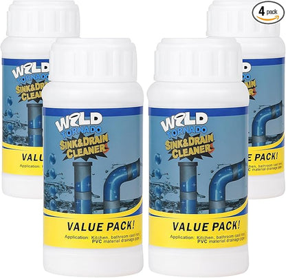 Wild Tornado Sink and Drain Cleaner, Wild Tornado Pipe Dredge, Powerful Sink and Drain Cleaner Powder, Fast Foaming for Kitchen Toilet Pipeline Quick Cleaning Tool (4PC)