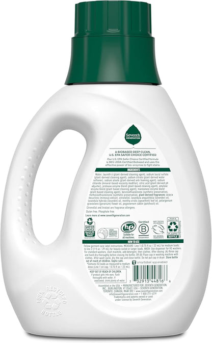 Seventh Generation Concentrated Laundry Detergent, Fresh Lavender scent, 40 oz, Pack of 2 (106 Loads)