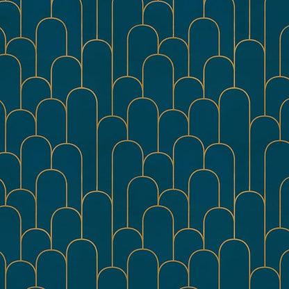 Yasinet Peel and Stick Wallpaper Stripe Removable Blue Contact Paper Blue/Gold Geometric Self Adhesive Decorative for Wall Countertop Cabinet Furniture Vinyl Film 17.3''x393.7''