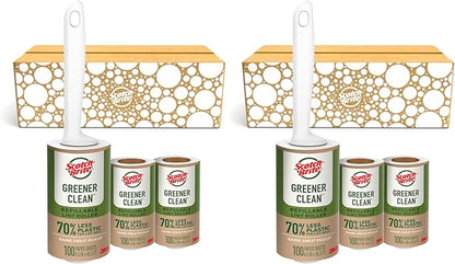 Scotch-Brite Greener Clean Lint Roller, Reusable Lint Rollers for Clothes, Furniture, and Pet Hair, Tidy Up Fabrics with a More Sustainable Fuzz Remover, 1 Roller, 2 Refills (Pack of 2)
