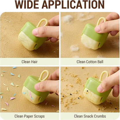 Mini Lint Roller for Pet Hair - Reusable Washable Sticky Roller for Clothes, Furniture & Car Seats - Portable Travel Size, Easy Clean for Household (Green)