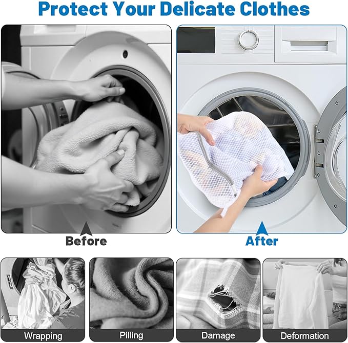 4-Pack Durable Honeycomb Mesh Laundry Bags for Delicates - 12x16 Inches Lingerie Bags for Washing Delicates with Sturdy Zippers, Protect Clothes in Washing Machine for Home, College & Dorm (Medium)