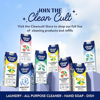 Cleancult Dish Soap Liquid Refill (32oz, 1 Pack) - Plant Based Cleaning Power - Dish Soap that Cuts Grease & Grime - Free of Harsh Chemicals - Uses 90% Less Plastic - Wild Lavender