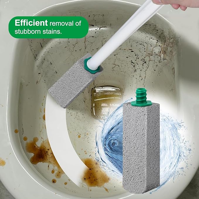 Pumice Stone Toilet Bowl Cleaner,Pumice Stone with 11.8 Inch Long Handle for Toilet,Bathtubs, Grills,Swimming Pools,Sinks Cleaning (2 Pack)