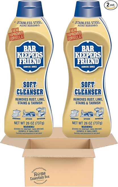 Bar Keeper Friend Soft Cleanser Liquid (2 x 26 Ounce) Multipurpose Cleaner & Rust Stain Remover for Stainless Steel, Porcelain, Ceramic, Tile & More