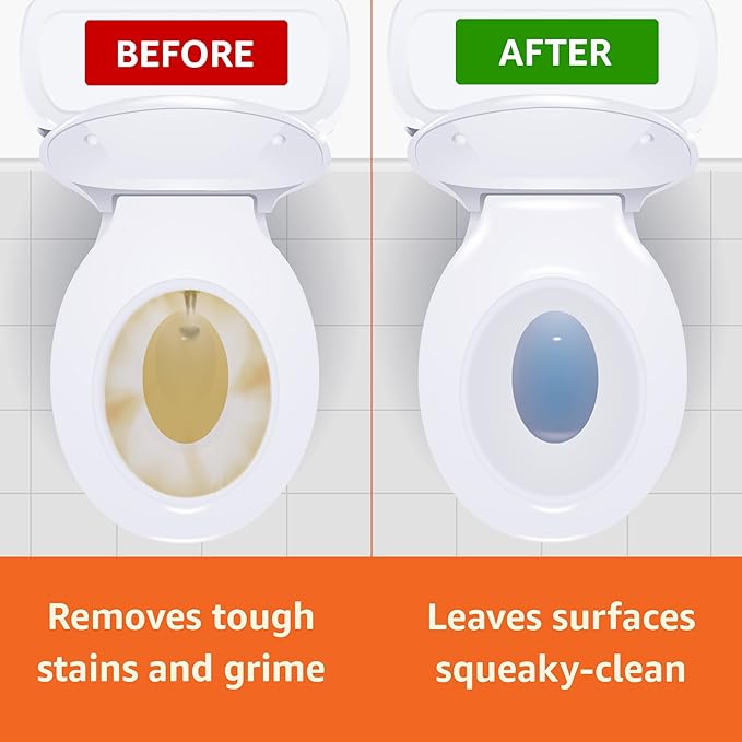 Amazon Basics Toilet Bowl Cleaner with Cling Action Formula, Bleach, Fresh Scent, 24 Fl Oz, Pack of 2, Packaging May Vary