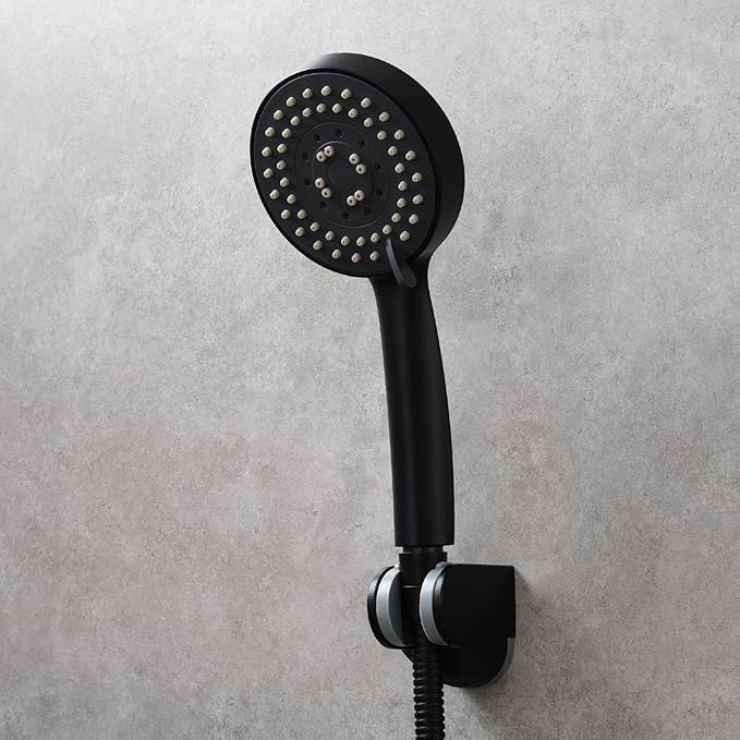 Tecmolog Black Shower Head Holder ABS Wall Mount Adjustable Angle Handheld Shower Bracket for Shower Head, ST01B