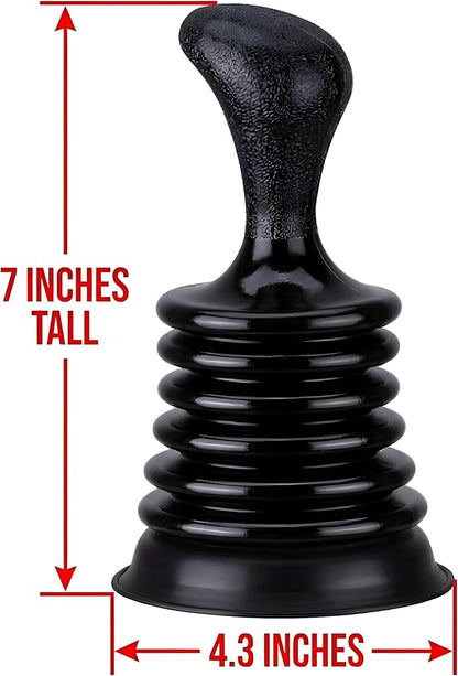 Mini Sink Plunger for Kitchen & Bathroom Drains, Powerful Bellows Clog Remover, Commercial Style Plumbing Tool for Sink, Bathtub & Shower, Compact Size, Black