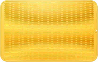 MicoYang Silicone Dish Drying Mat for Multiple Usage,Easy clean,Eco-friendly,Heat-resistant Silicone Mat for Kitchen Counter or Sink,Refrigerator or Drawer Liner Yellow 3XL 28 inches x 18 inches