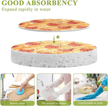 Basketball Kitchen Scrub Sponges, Pop-up Kitchen Cleaning Sponges Reusable Dish Washing Sponges for Bathroom Household Cleaning 3 Pack - Non Scratch Scrubber