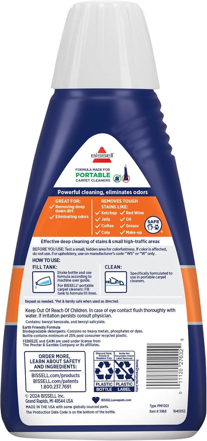 Bissell® Spot & Stain with Febreze + Gain Original Scent Formula for Little Green Devices, Portable Carpet Cleaners (3968)