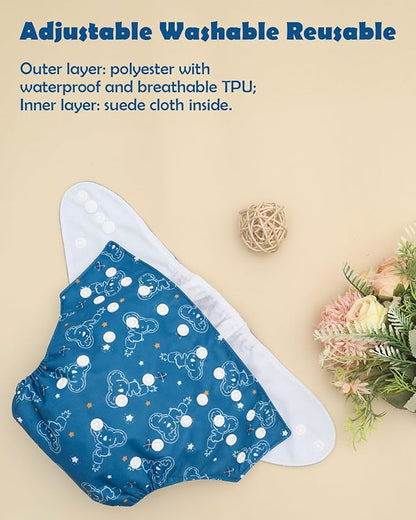 ALVABABY Baby Cloth Diapers 6 Pack with 12 Inserts Cloth Diaper Covers Adjustable Washable Reusable for Baby Girls and Boys