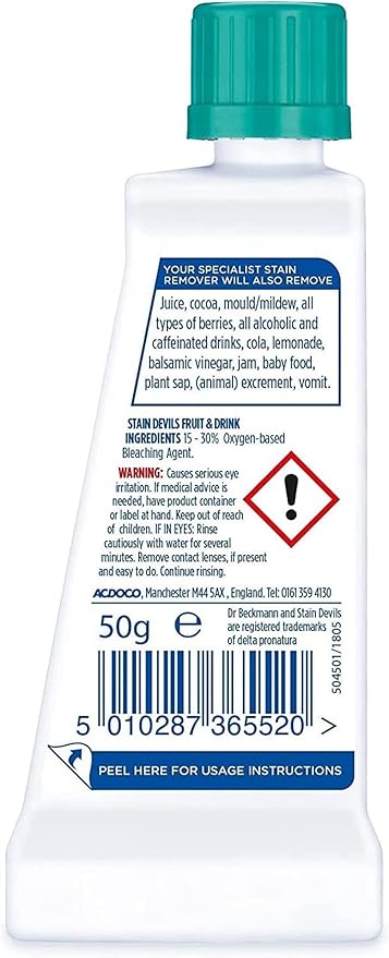 Dr. Beckmann Stain Devils Fruit & Drinks | With active oxygen booster | 50g