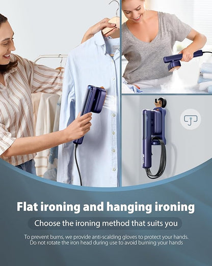 Smart Travel Steamer for Clothes, 100V-240V Portable Iron, 15s Fast Heat Up, 2 in 1 Steamer & Iron, LED Display, 100ml Large Water Tank, Compact Travel Size Ideal for Worldwide & European Use