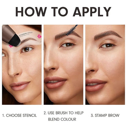 Eyebrow Stamp Stencil Kit - One-Step Eye Brow Stencil Kit with 24 Reusable Thin & Thick Eyebrow Stencils, Long-Lasting Waterproof & Smudge-Proof Brow Stamp Kit for Perfect Eye Makeup