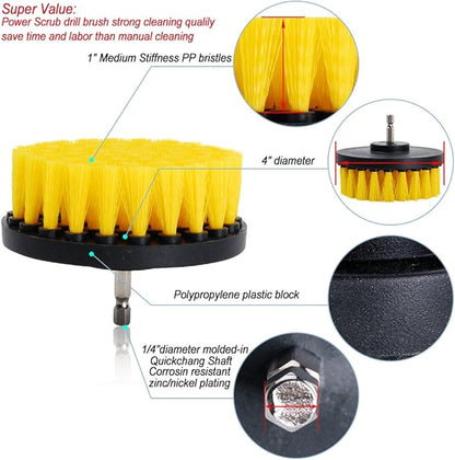 HIFROM 2 PCS, Soft and Medium Drill Brush Power Scrubbing Brush Drill Attachment for Cleaning Showers, Tubs, Bathrooms, Tile, Grout, Carpet, Tires, Boats,Upholstery