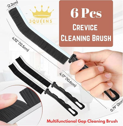 6Pcs Crevice Cleaning Brush 6 Extra Hooks, Multifunctional Cleaning Tool for Home & Kitchen,Heavy-Duty Deep Cleaning Gaps Corners,Cars,HouseholdUse,Bathroom,Window, Faucet & Tile Grout Cleaner