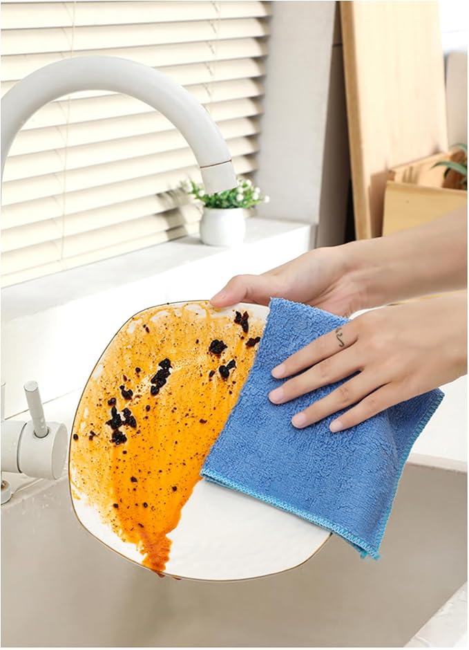 Bamboo Microfiber Cleaning Cloth,8 or 10Pcs Reusable Kitchen Wash Cloths,Wood Towels for Kitchen Window Glass Car (Green,10inch, 8pcs)
