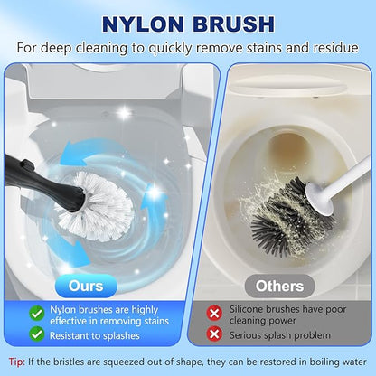 Electric Toilet Brush and Holder Set Electric Toilet Bowl Brush Toilet Brush Cleaner Set with 5 Refills Disposable Cleaner Brush Floor Standing Wall Mounted Without Drilling Rechargeable Black
