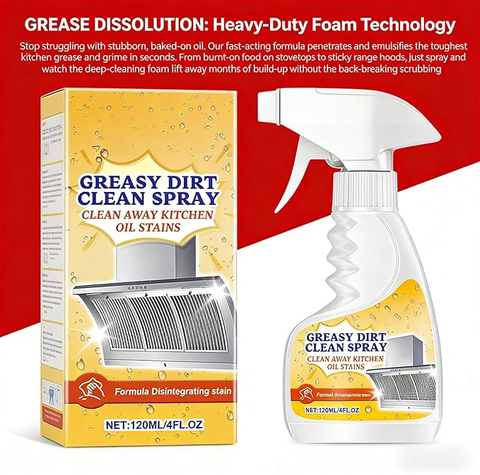 Heavy Duty Kitchen Degreaser Foam Cleaner - Fast-Acting Grease Remover for Stove & Oven, Powerful Multi-Purpose Cleaning Spray for Home & Bathroom (1)