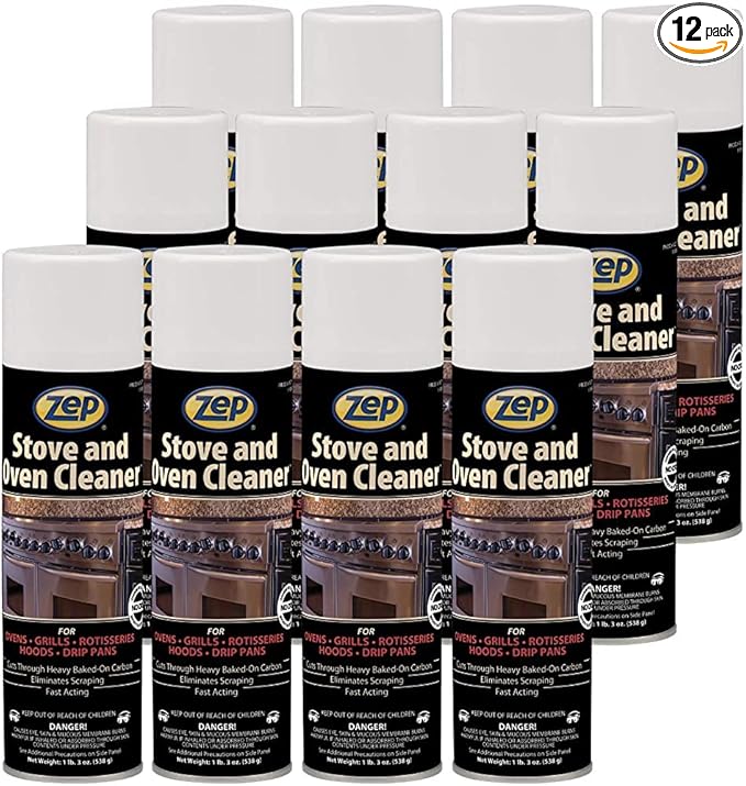 Zep Heavy-Duty Foaming Oven and Stove Cleaner - 19 oz (Case of 12) 27101 - Commercial Strength, Clings to sides, Hoods, and Racks