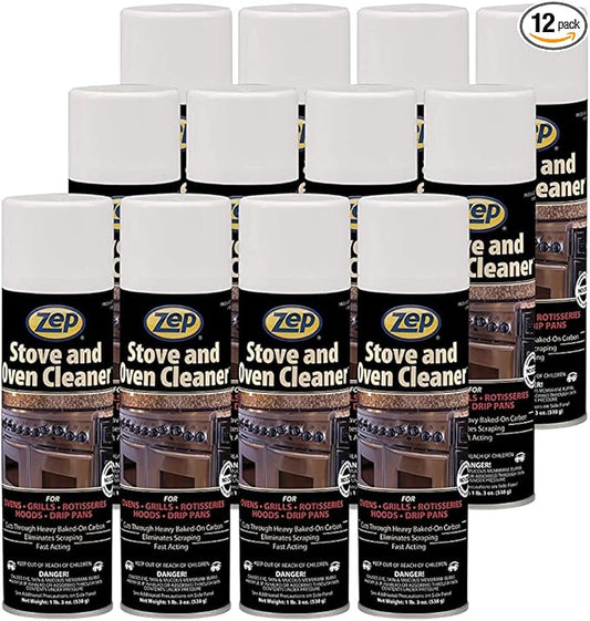 Zep Heavy-Duty Foaming Oven and Stove Cleaner - 19 oz (Case of 12) 27101 - Commercial Strength, Clings to sides, Hoods, and Racks