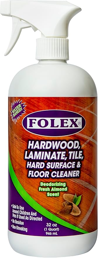 FOLEX Hardwood, Laminate, Tile and Hard Surface Floor Cleaner 32oz Fresh Almond Scent Residue Free and Streak Free Formula for Sealed Wood, Engineered Floors and Ceramic Tile